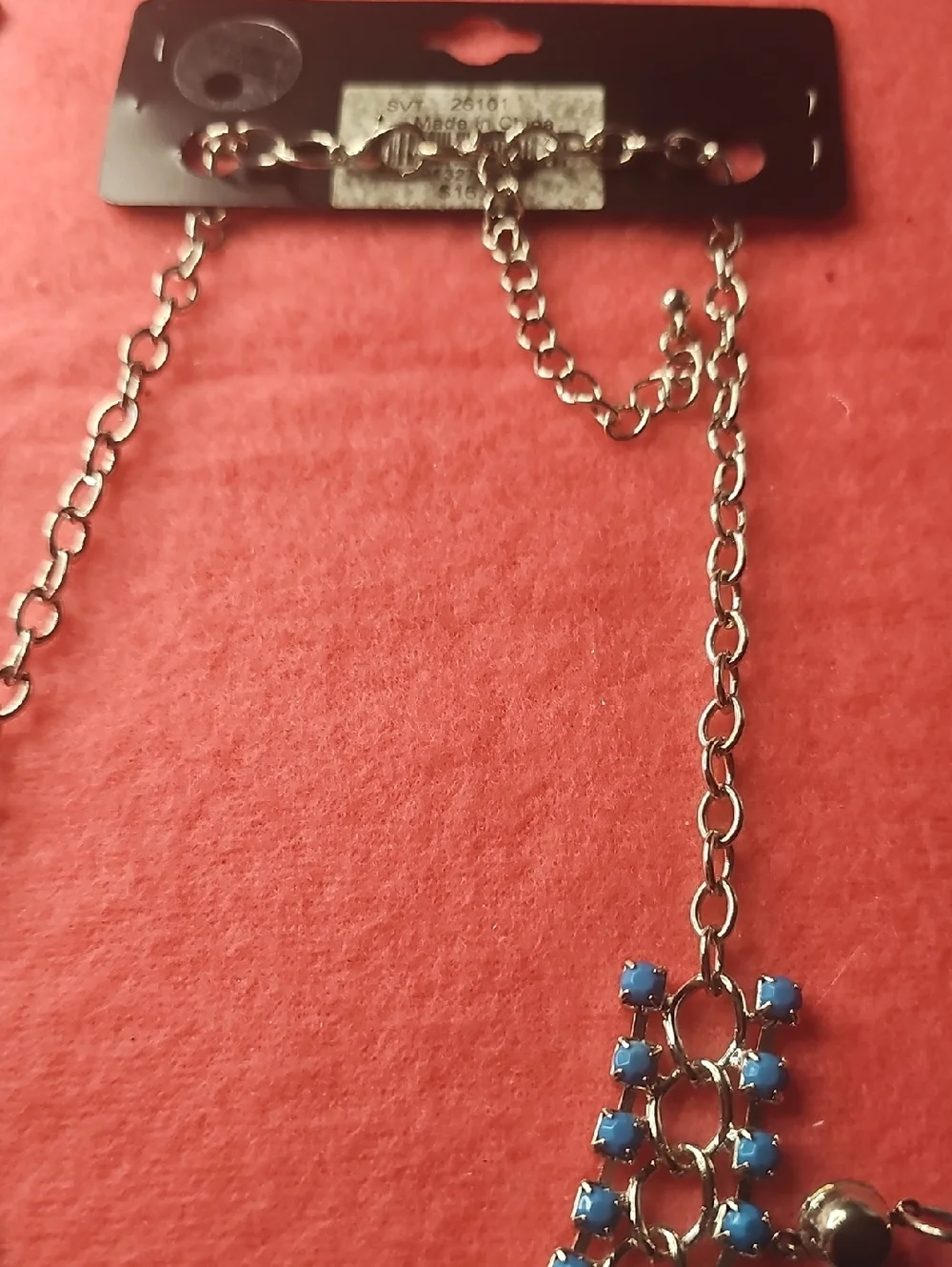 Blue Teardrop Statement Necklace - Women's Fashion Jewelry - Picture 3 of 6